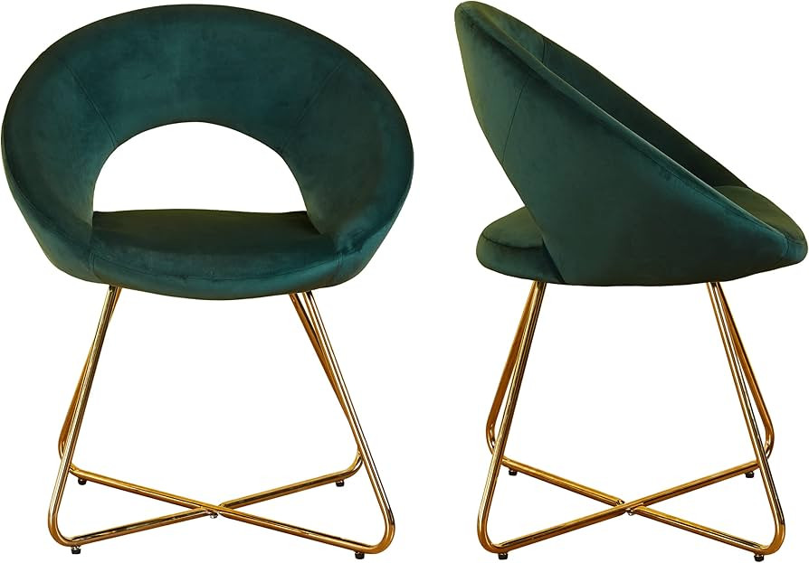 DRNCURN Modern Accent Velvet Chairs Dining Chairs Set of 2, Comfy Upholstered Arm Chair Living Ro... | Amazon (US)