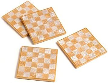 YoTreasure Tiramisu Orange Check Resin Coaster Set of 4 | Amazon (US)