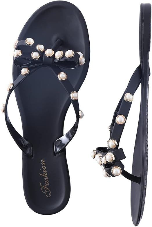 Shoe'N Tale Women Ribbon Bow Sandals Flip Flops Narrow Strap | Amazon (CA)