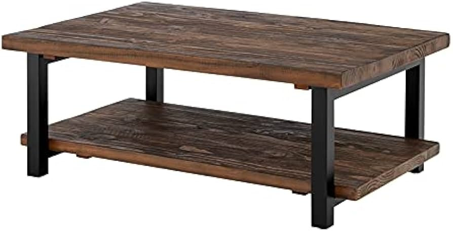 Alaterre Furniture Pomona Rustic Natural 48" Wide Coffee Table with Shelf, 400 lbs. Weight Capaci... | Amazon (US)