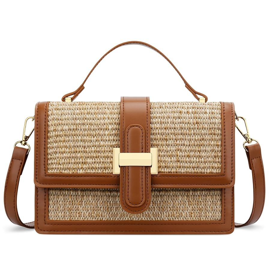 KKXIU Top Handle Straw Crossbody Bags for Women, Summer Straw Purses and Handbags Shoulder Clutch... | Amazon (US)