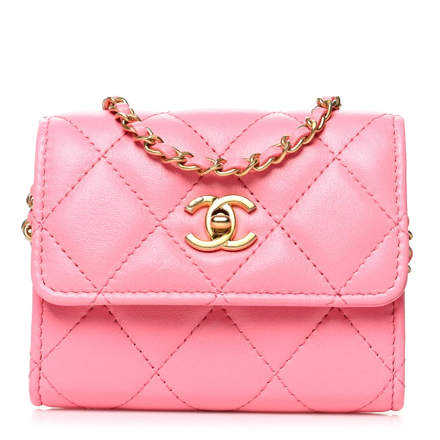 CHANEL Lambskin Quilted Pearl Crush Clutch With Chain Pink | FASHIONPHILE (US)
