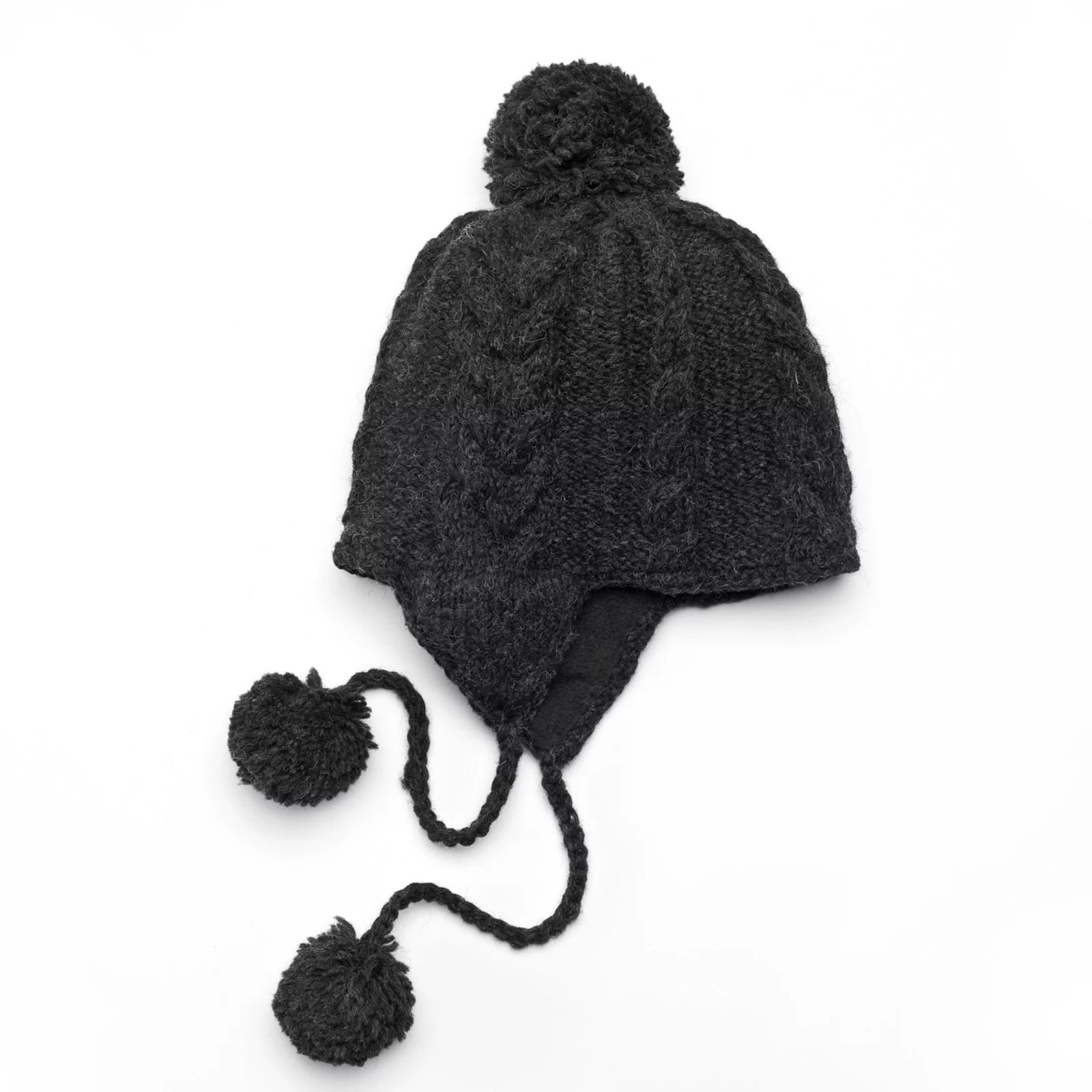 SIJJL Women's Cable-Knit Wool Trapper Hat, Black | Kohl's