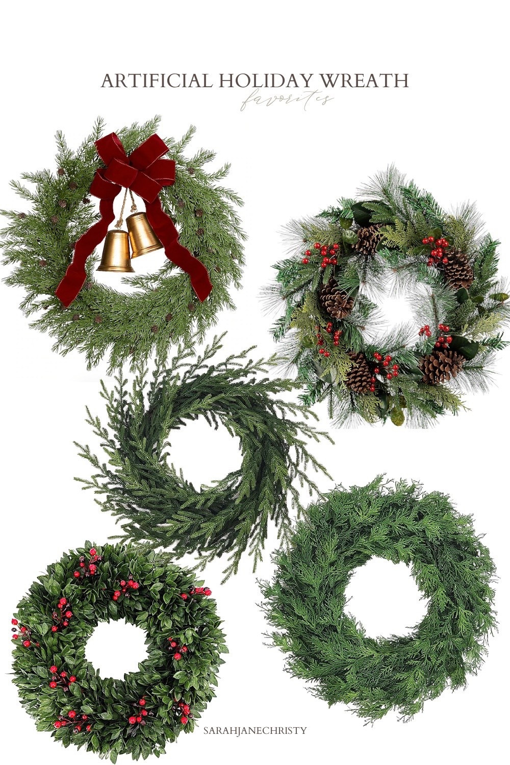 #ad #lowespartner @loweshomeimprovement favorite artificial winter/holiday
wreaths from Lowe’s! I got two of the Holiday Living 26-in Indoor/Outdoor (non
powered) Green, Gold, Red Pine Artificial Christmas Wreaths. I love the realistic
greenery, gold bells & red velvet bow! 

#LTKSeasonal #LTKHome