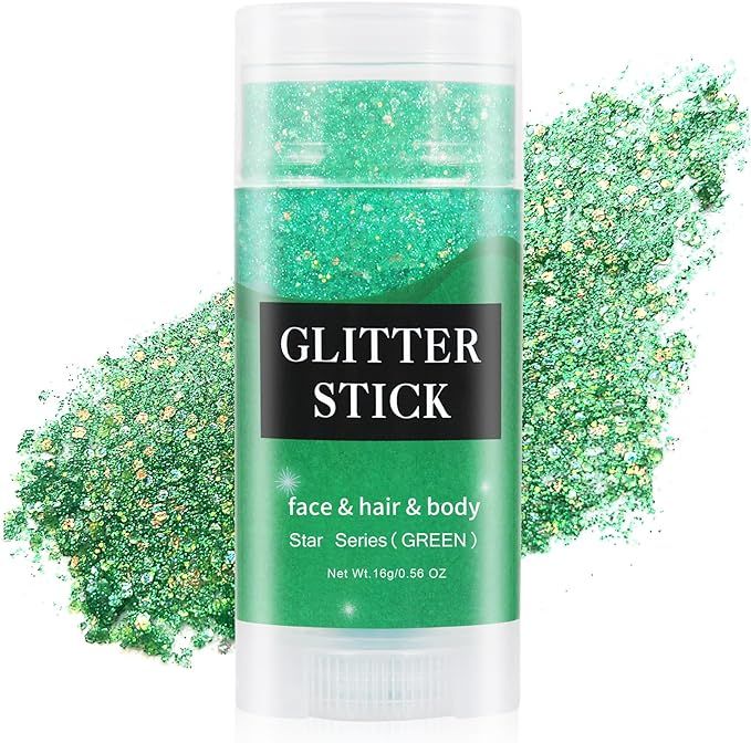 MEICOLY Green Body Glitter Stick,St.Patrick's Day Emerald Green Face Glitter Makeup, Waterproof M... | Amazon (US)
