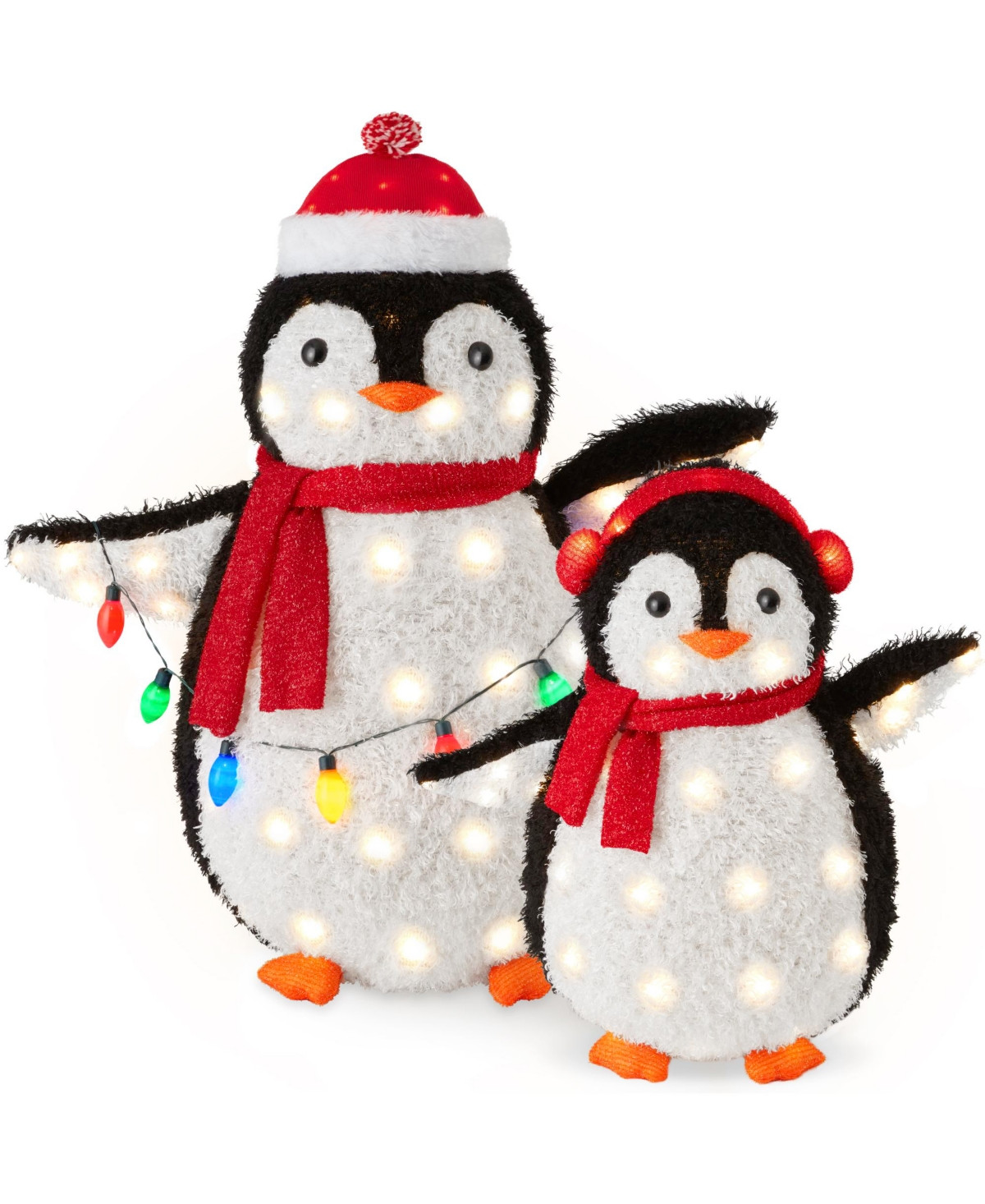 Best Choice Products 2-Piece Lighted 3ft Pop-Up Penguin Family Outdoor Christmas Decoration w/ 150 Led Lights - Red | Macy's