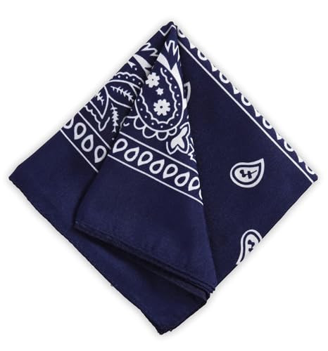 Tough Headwear Large Bandana Headband - Handkerchief Bandanas for Women & Men - Cowboy Scarf & Durag Pack - Navy Blue | Amazon (US)