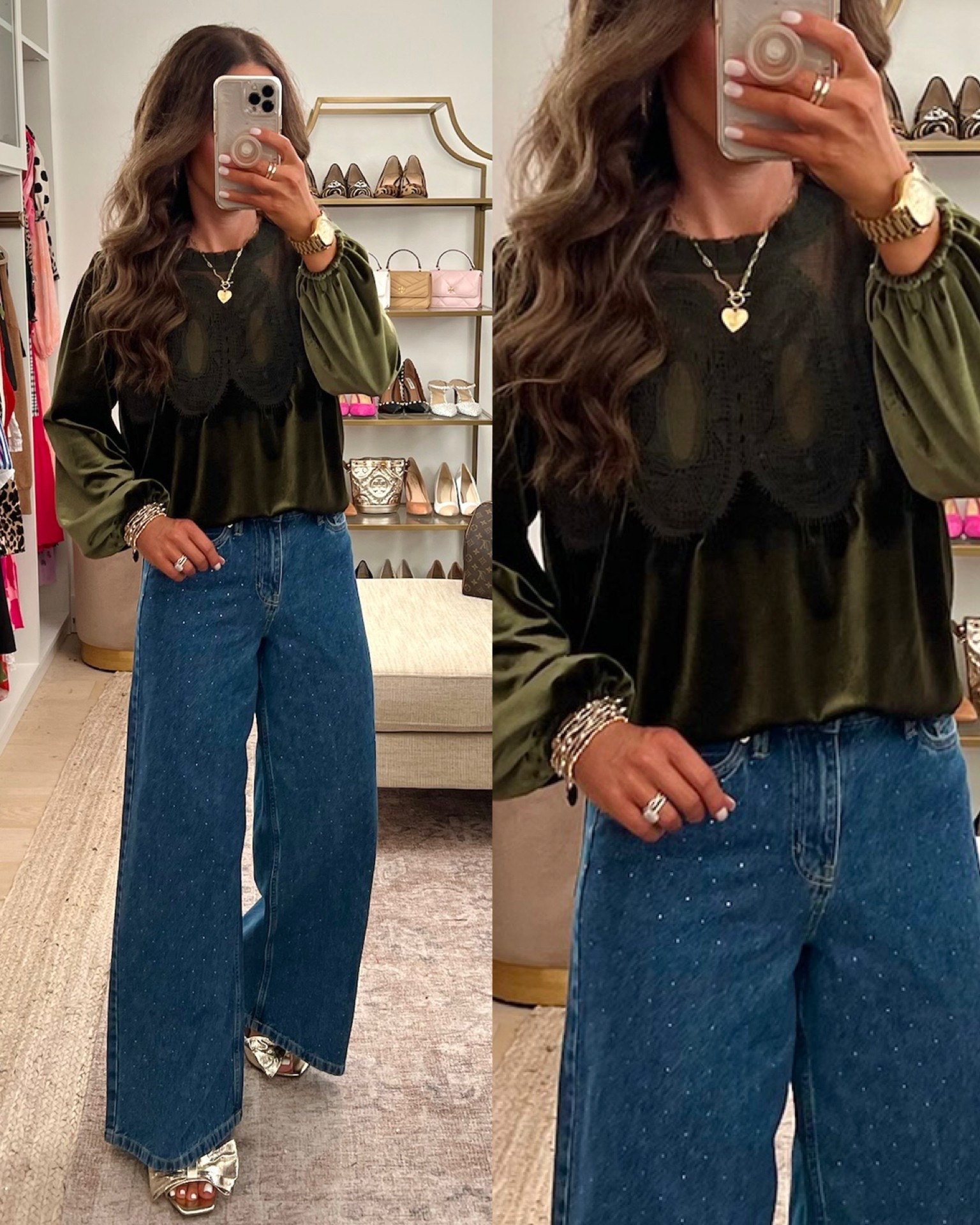 NOTE: we linked this blouse at amazon and Walmart In case your size is gone at one ♥️♥️ wearing size S and sizes down one in the jeans 