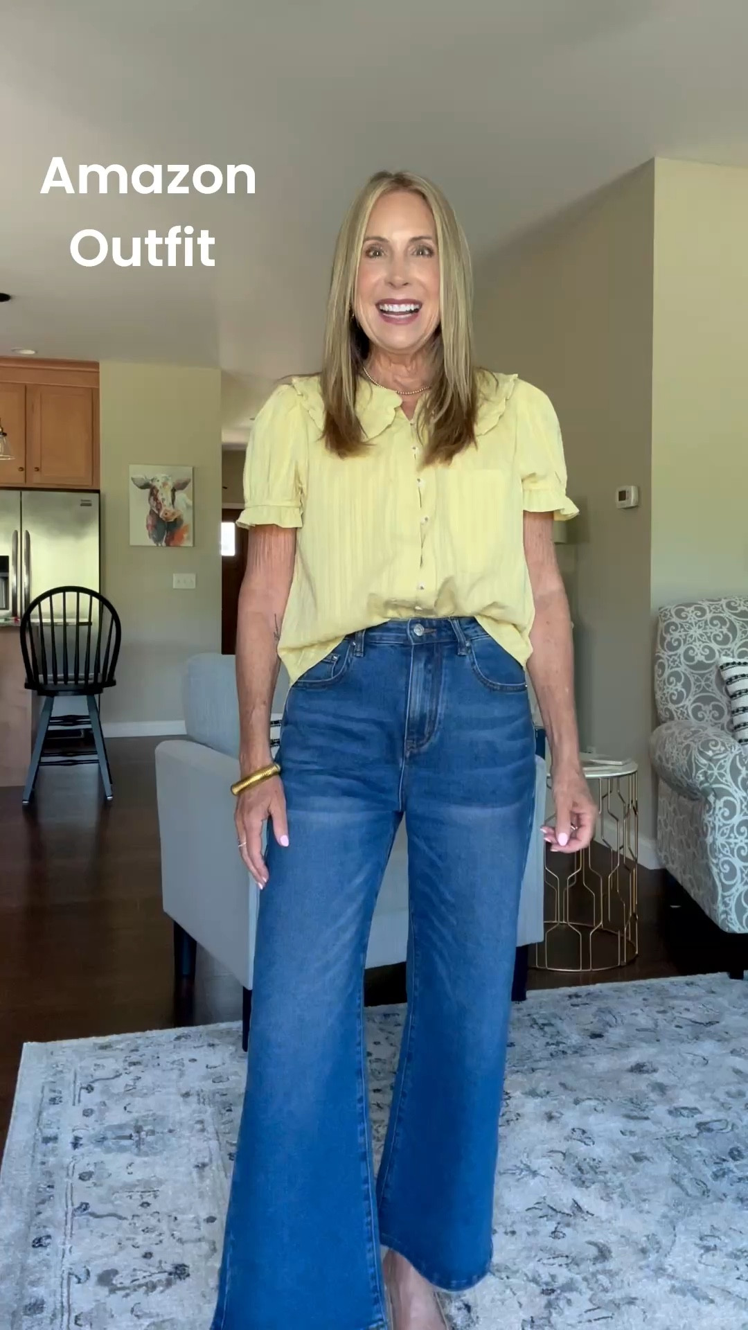 Loving my Amazon top and denim! 

I am wearing a small in both.
The shoes are from target and I’m wearing a size 6.