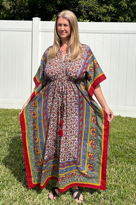 @paxphilomena #ad This long full length kaftan or kimono for the beach is amazing so comfy and perfect for summer travels #kimono #bohodress #coverup #summerstyle #kaftan #paxphilomena #kaftandress #beachwear 

#LTKStyleTip #LTKSeasonal #LTKOver40