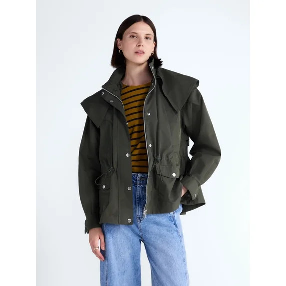Free Assembly Women's and Women's Plus Cinched Utility Jacket with Hood, Sizes XS-4X | Walmart (US)