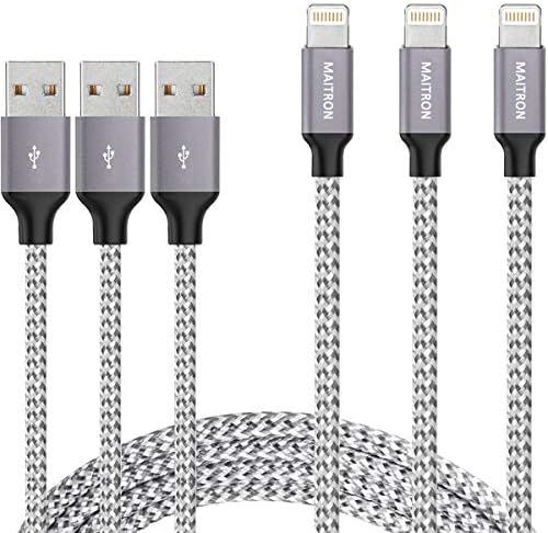 iPhone Charger,Maitron Lightning Cable 3PACK 6FT Nylon Braided USB Charging Cable High Speed Conn... | Amazon (US)