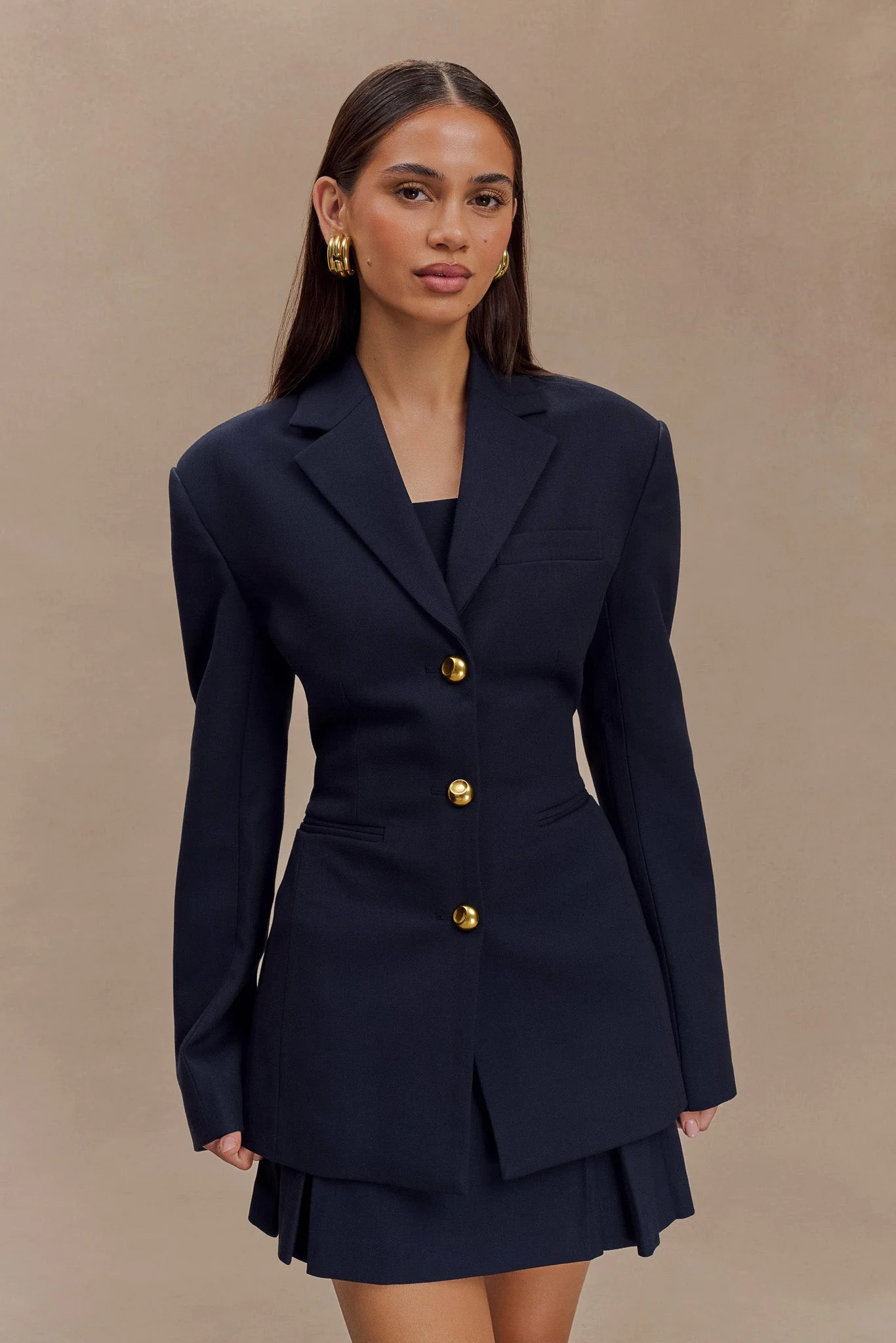 Cinched Blazer - Dark Navy | MESHKI US