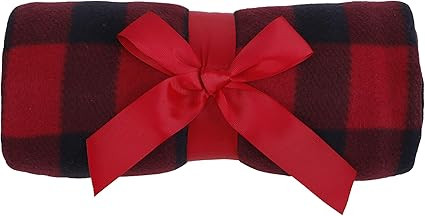 Simplicity Winter Warm Red and Black Buffalo Plaid Patterned Decorative Super Soft Twin Woven Fle... | Amazon (US)