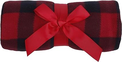 Simplicity Winter Warm Red and Black Buffalo Plaid Patterned Decorative Super Soft Twin Woven Fle... | Amazon (US)