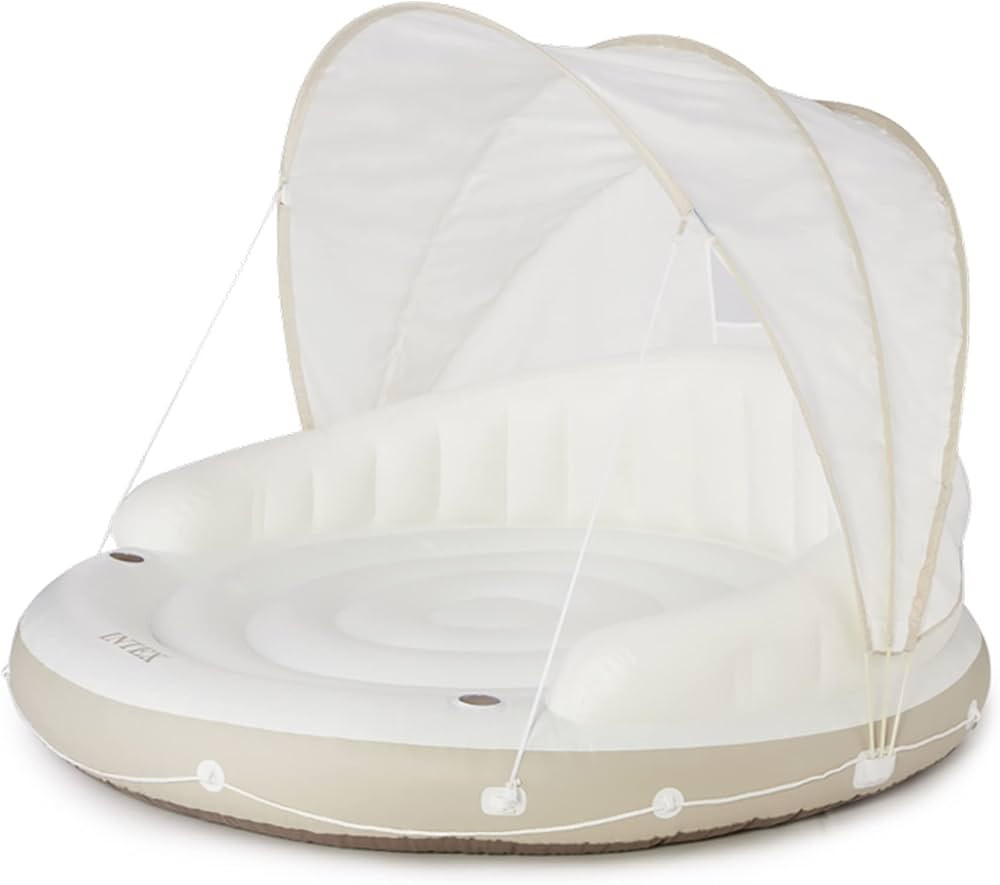 Intex Canopy Island Luxury 2 Person Pool Float with Detachable Fabric Sun Shade, Backrest, Built ... | Amazon (US)
