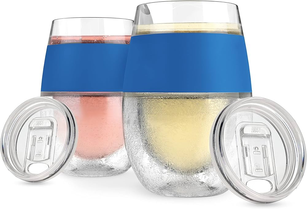 Host Cooling Wine Freeze Cup with Lid, Set of 2 Plastic Double Wall Insulated Wine Tumbler Freeza... | Amazon (US)