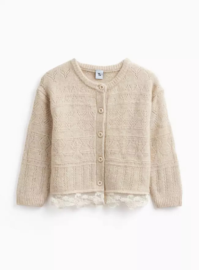 Buy Neutral Lace Hem Cardigan 3-4 years | Jumpers and cardigans | Tu | Tu Clothing