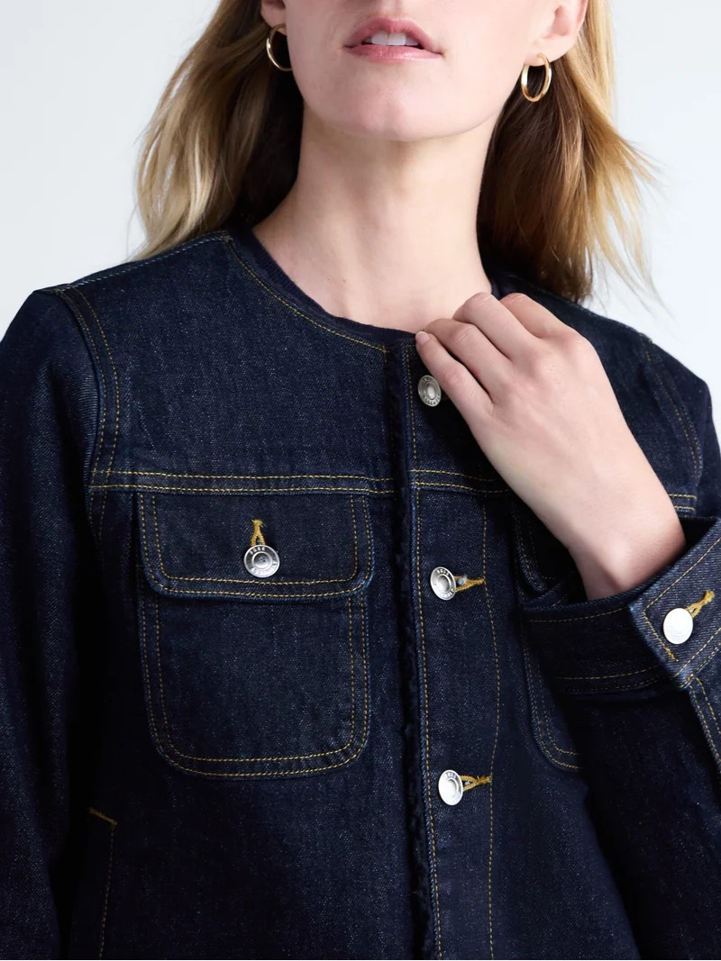 Free Assembly Women\u2019s and Women\u2019s Plus Faux Shearling Denim Jacket, Sizes XS-4X | Walmart (US)