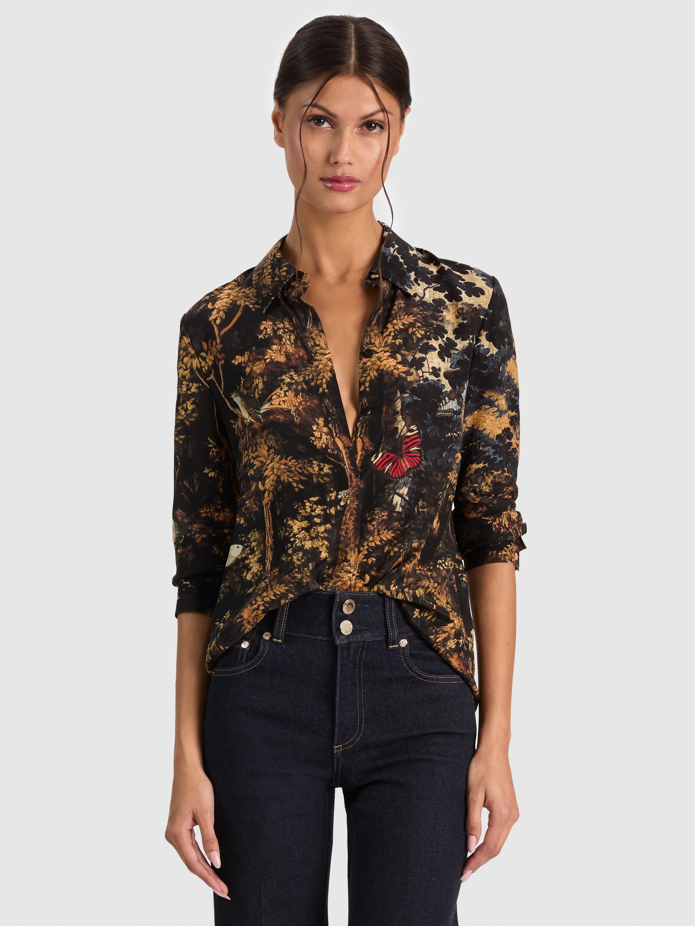 Willa Silk Blouse - Wistful Woods | Alice + Olivia