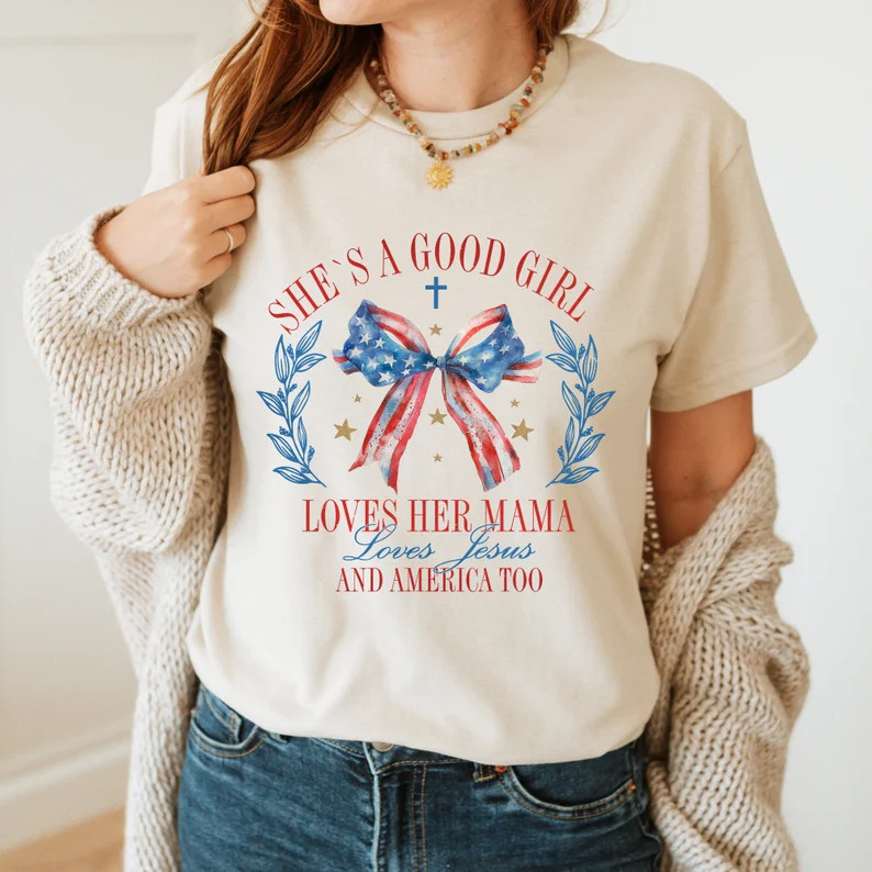 Loves Jesus and America Too T-shirt, She's a Good Girl Shirt, Loves Her Mama, Memorial Day Freedo... | Etsy (Global)
