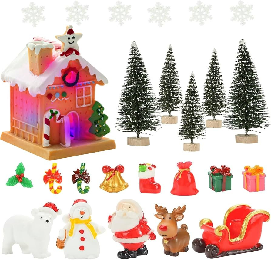 LovesTown Christmas Miniature Figurines for Crafts, 25 PCS Christmas Ornaments Kit Snowman Fairy ... | Amazon (US)