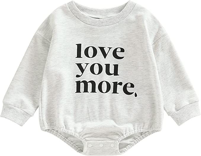 KMBANGI Infant Baby Boy Girl Valentine's Day Romper Sweatshirt Love You More Tops Casual Unisex B... | Amazon (US)