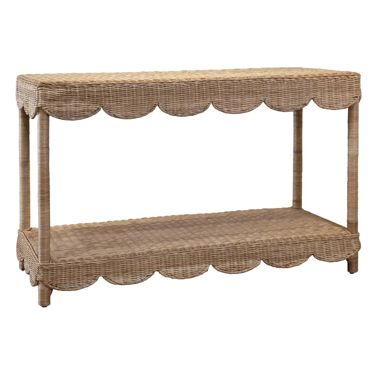Scalloped Woven Coco Console Table 50" | The Well Appointed House, LLC