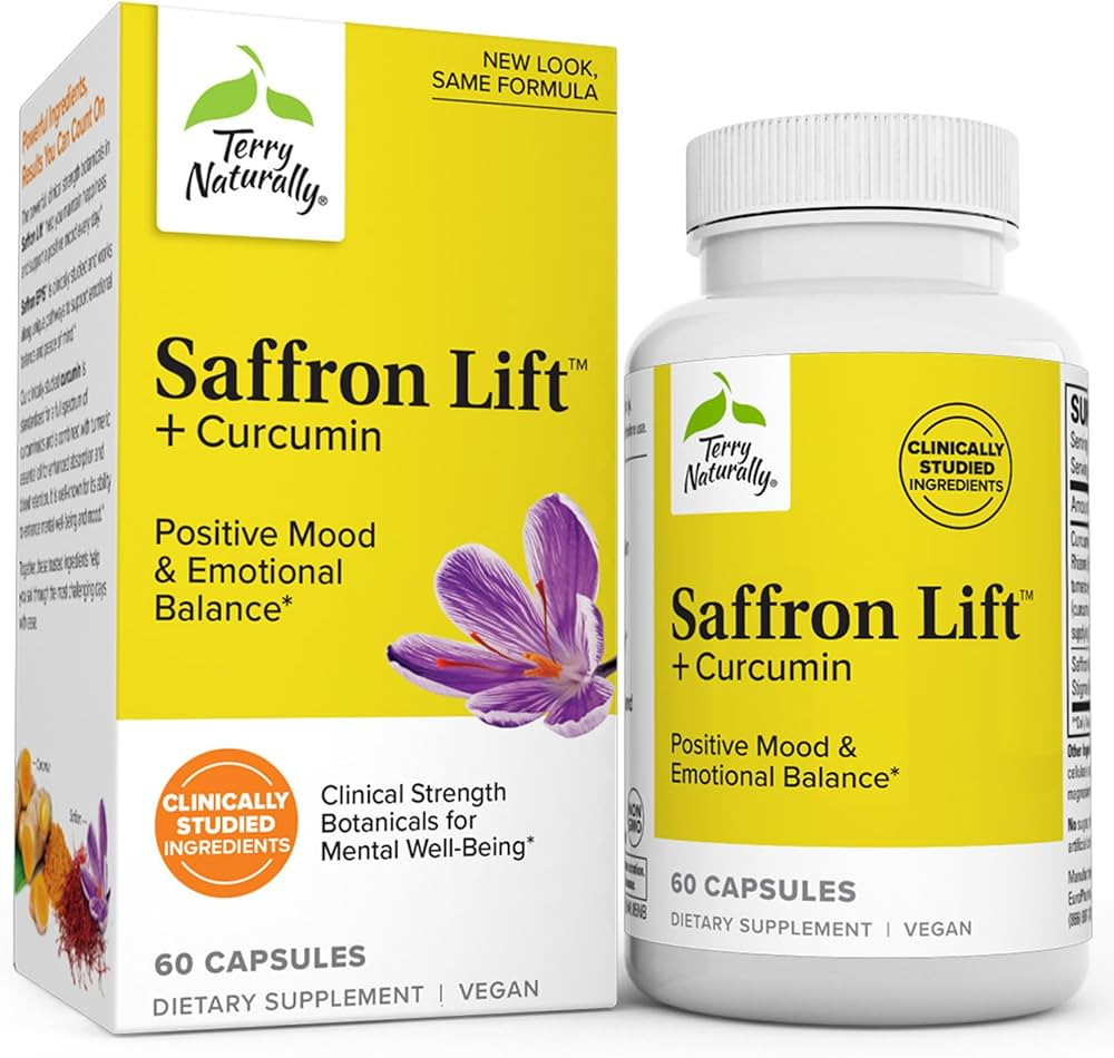Terry Naturally Saffron Lift + Curcumin - 60 Capsules - Emotional Balance - Non-GMO, Vegan, Glute... | Amazon (US)