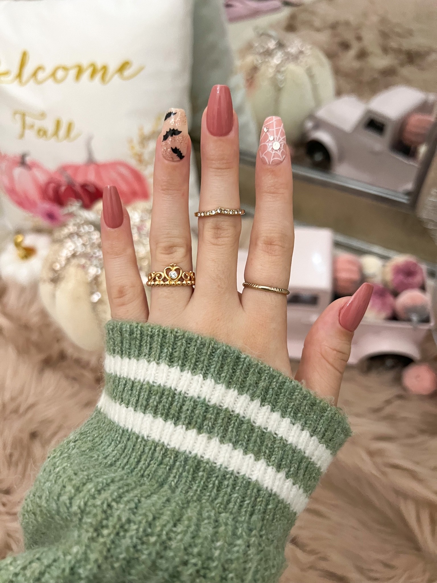 Halloween nail designs! Impress press-on nails and kiss press-on nails halloween edition. Glow in the dark nails and pink Halloween nails. Xoxo💕 

Halloween decor, Halloween costume, costumes, girly Halloween costumes, pink Halloween, October nails, fall decor, fall nail designs, gold rings, pumpkins, spiderwebs, bats, glitter, sweaters, fall sweater, gold rings, hello fall #LTKtravel #LTKbeauty #LTKsalealert #LTKunder100 

#LTKSeasonal #LTKunder50 #LTKHalloween