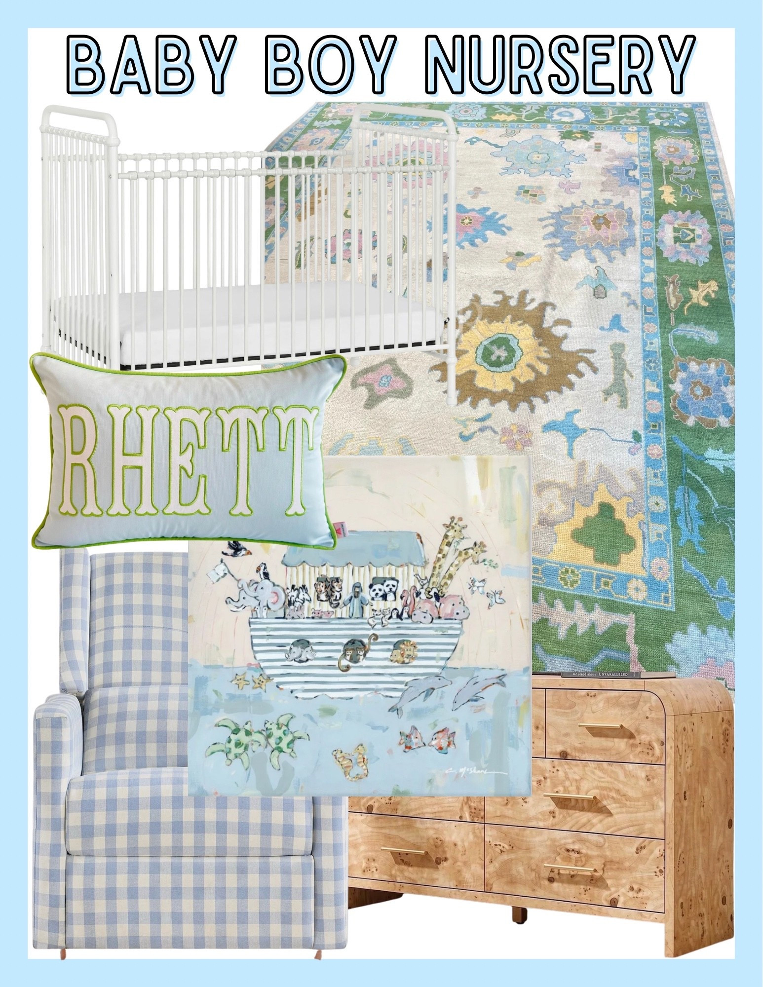Baby boy nursery inspo / colorful baby boy nursery 
Rug is Daisy from Southern Rugs TX

#LTKHome #LTKBaby #LTKKids