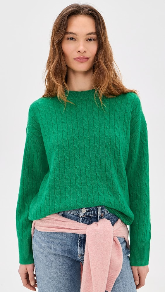 Crew Neck Cable Sweater In Cashmere | Shopbop
