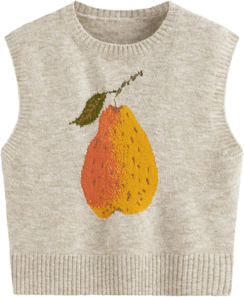 CIDER Women’s Sweater Vest Knit Sleeveless Pear Cute Graphic Sweater Vest Tank Top Fall Outfits | Amazon (US)