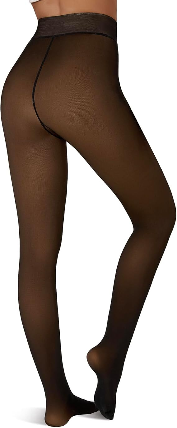 Tournesol Women's Fleece Lined Tights Thermal Pantyhose Fake Translucent Tights Warm Sheer Thick ... | Amazon (US)