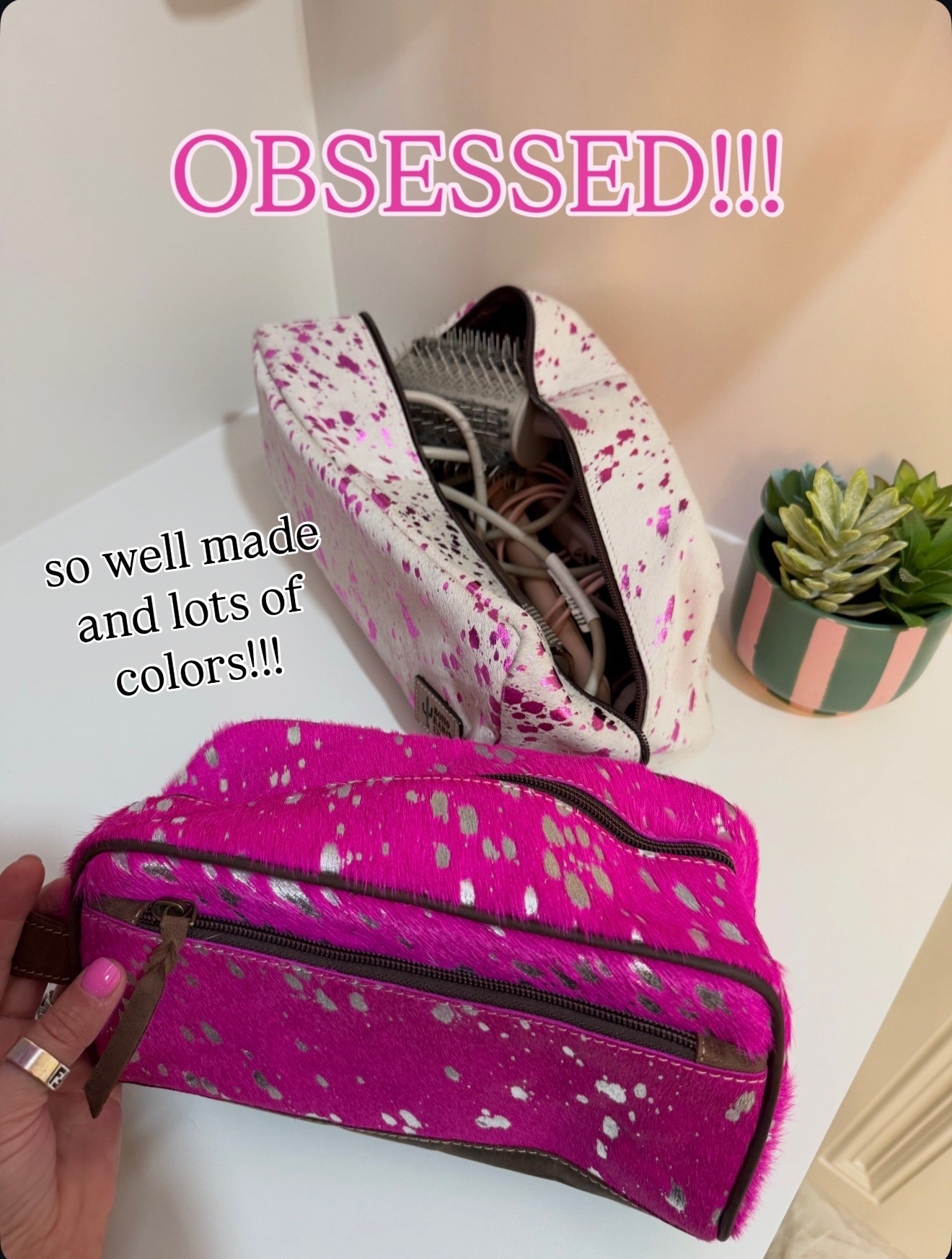 How cute are these new cowhide toiletry bags from Etsy 