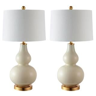 SAFAVIEH Karlen 28.5 in. Cream/Gold Leaf Table Lamp TBL4223A-SET2 - The Home Depot | The Home Depot