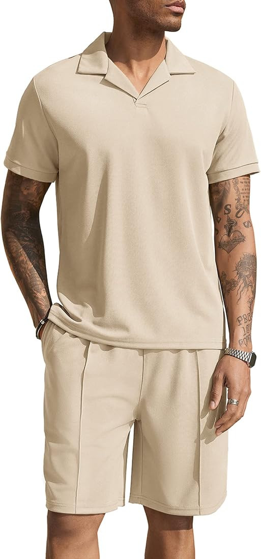 COOFANDY Men's Polo Shirt and Shorts Set Summer Outfits 2 Piece Shorts Tracksuit Fashion Casual S... | Amazon (US)