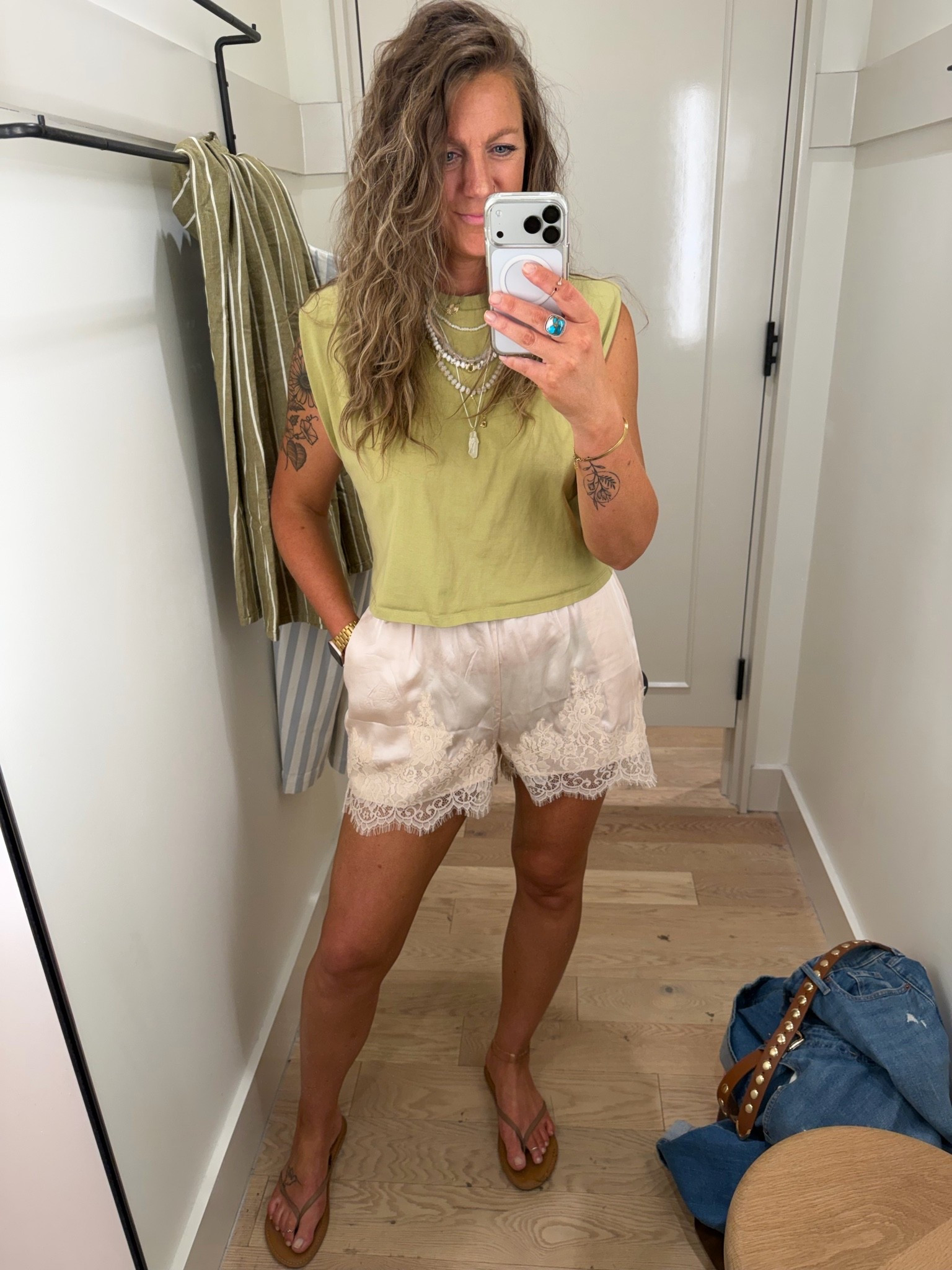 Medium tee, medium shorts (come in a bunch of cute colors)

#LTKTall #LTKOver40