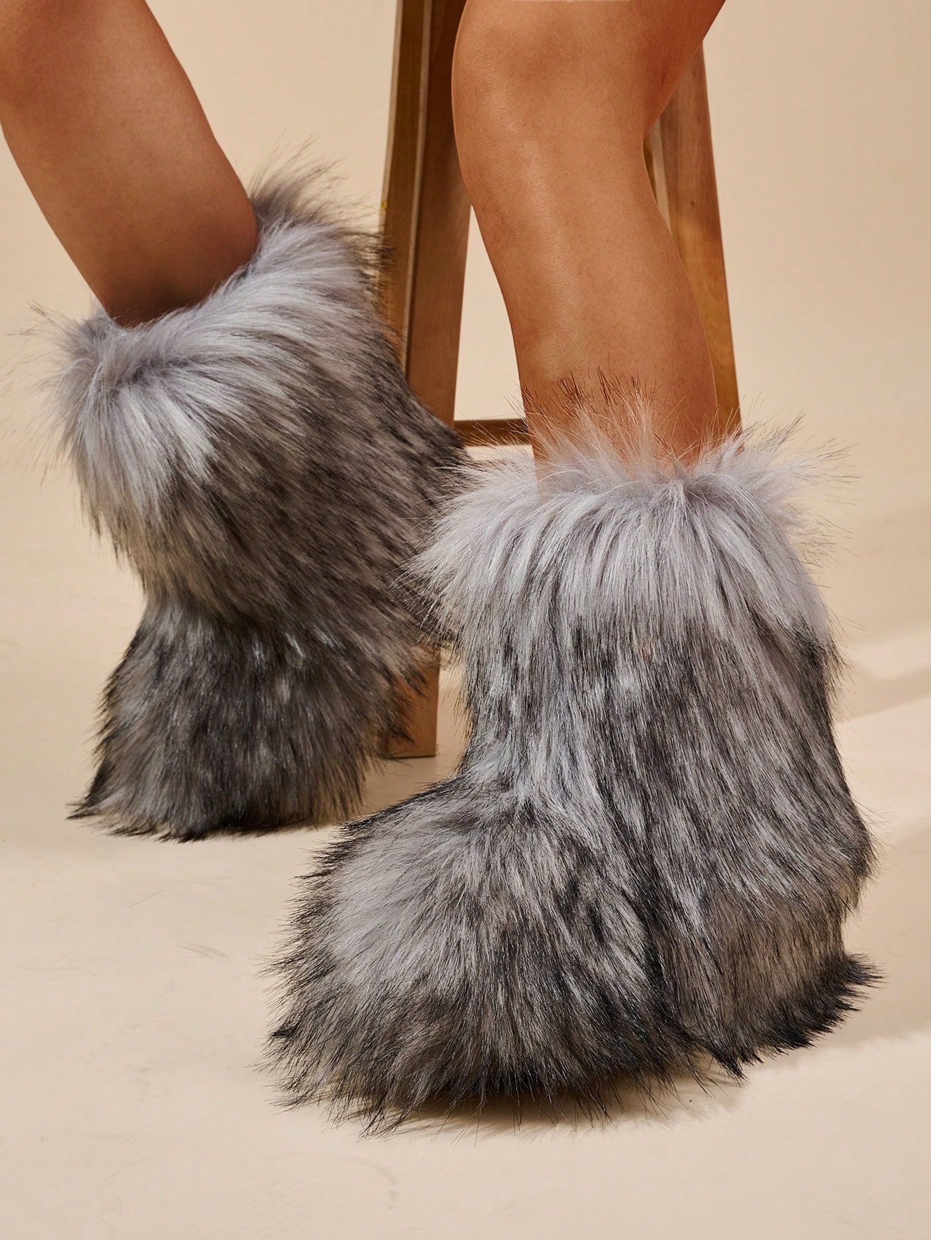 New Winter Women's Warm, Fashionable Casual Furry Boots With Plus Velvet, Non-slip Snow Boots | SHEIN