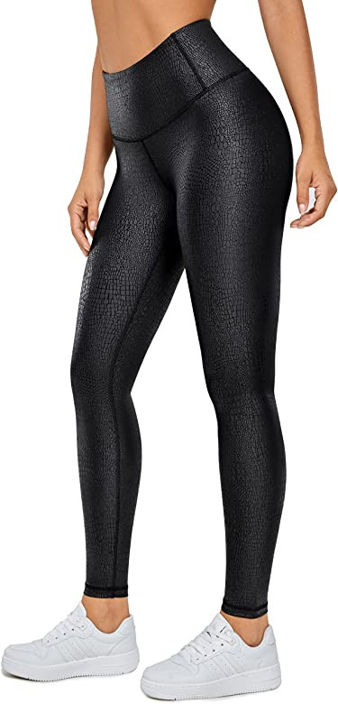 CRZ YOGA Matte Faux Leather Leggings for Women 25''/28'' - High Waisted Stretch Leather Pants Tum... | Amazon (US)