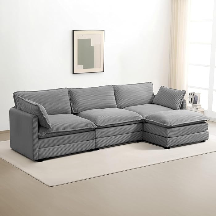ROWHY Oversized Modular Sectional Sofa with Movable Ottoman, 112 Inch 4 Seat Modern Corduroy Sofa... | Amazon (US)