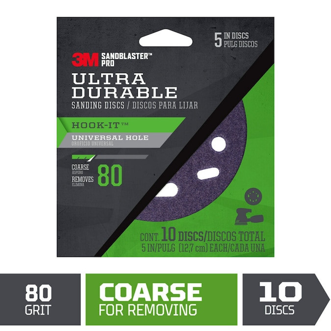 3M Sanding Disc Coarse 80-Grit Disc Sandpaper 5-in W x 5-in L 10-Pack Lowes.com | Lowe's