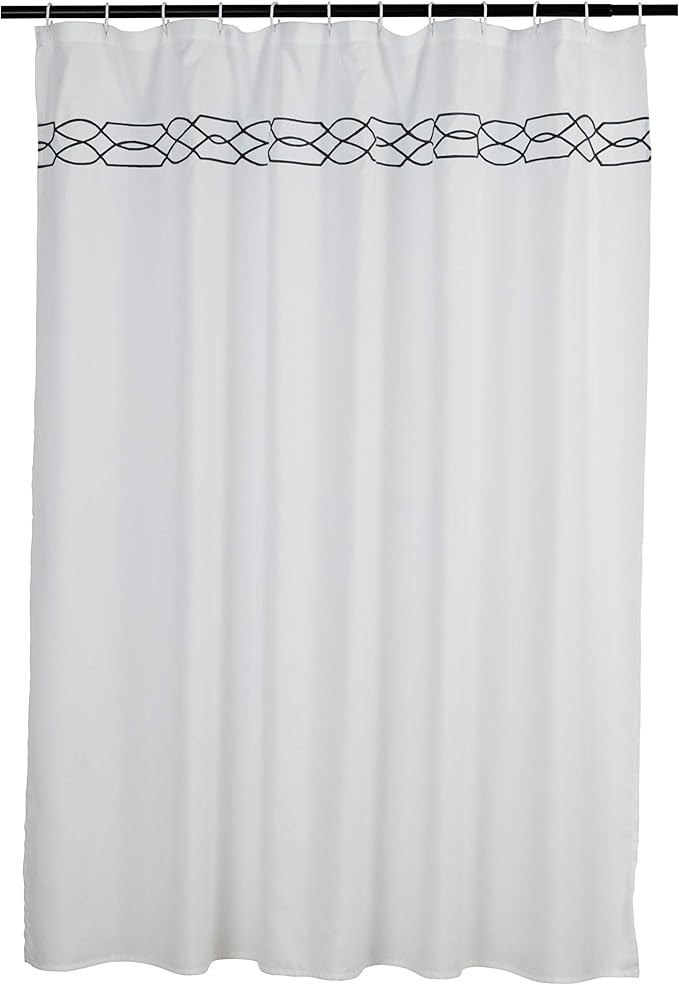 Amazon Basics Embroidered Bathroom Shower Curtain - Black Trellis, 72 Inch | Amazon (US)