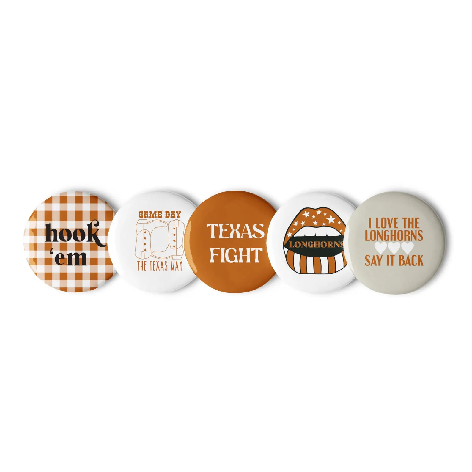 Longhorns Pin Buttons – Texas Gameday Flair (Set of 5) | Etsy (Global)