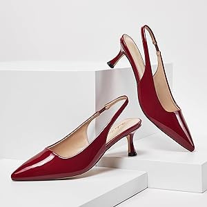 Elisabet Tang 1.96IN Trendy Closed Toe Slingback Kitten Heels for Women Low Dressy Pumps Wide Wid... | Amazon (US)