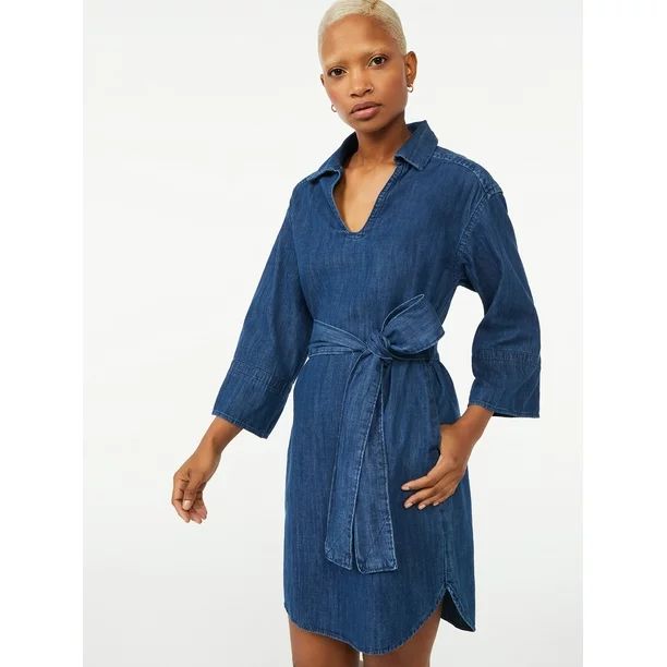 Free Assembly Women's Shift Dress with Square Sleeves - Walmart.com | Walmart (US)