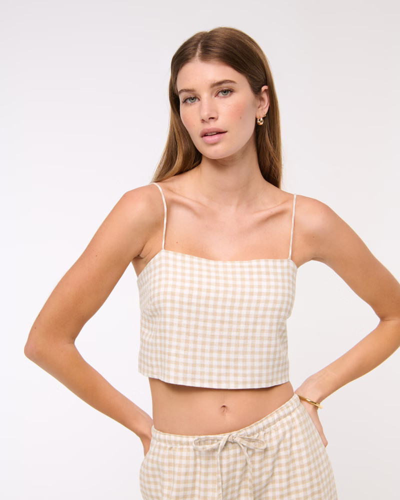 Women's Cropped Linen-Blend Cami | Women's Tops | Abercrombie.com | Abercrombie & Fitch (UK)