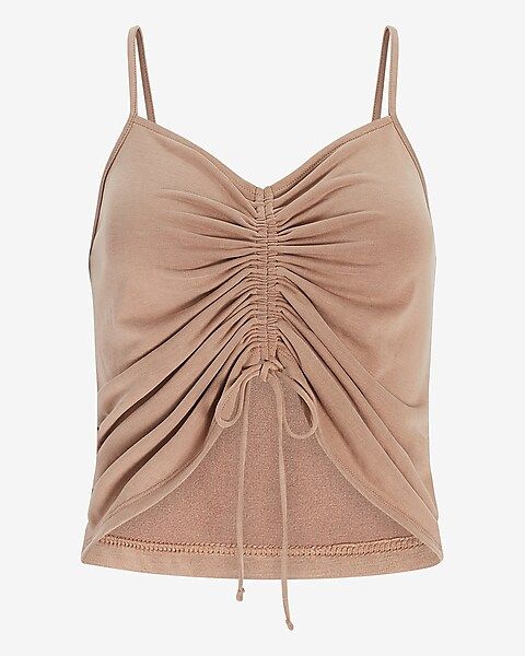 Silky Sueded Jersey Cinched Tie Front Cami | Express