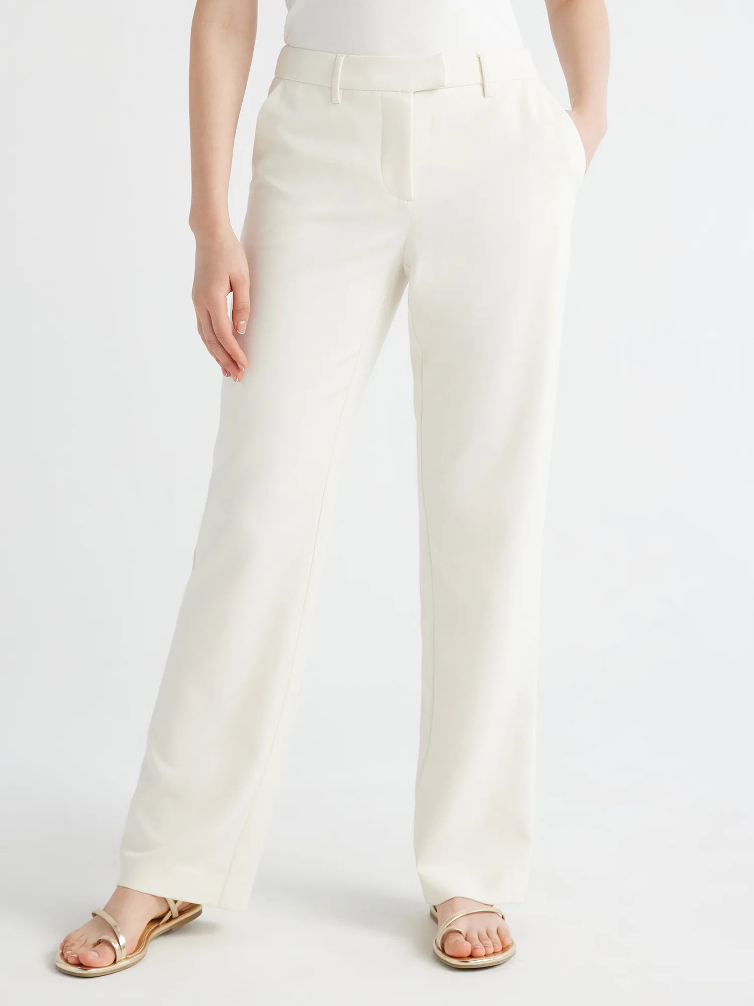 Scoop Women's Ultimate Stovepipe Crepe Suit Pants with Straight Leg, Sizes 0-18, 32’’ Inseam | Walmart (US)