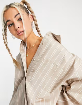 COLLUSION bralet co-ord in beige stripe | ASOS (Global)